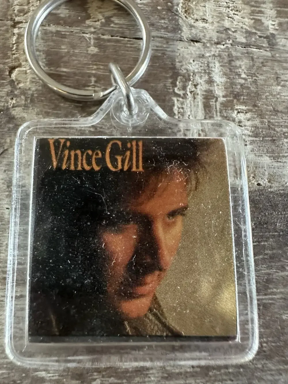 Vintage Keychain Vince Gill Key Ring Acrylic Fob Country Music Artist USA